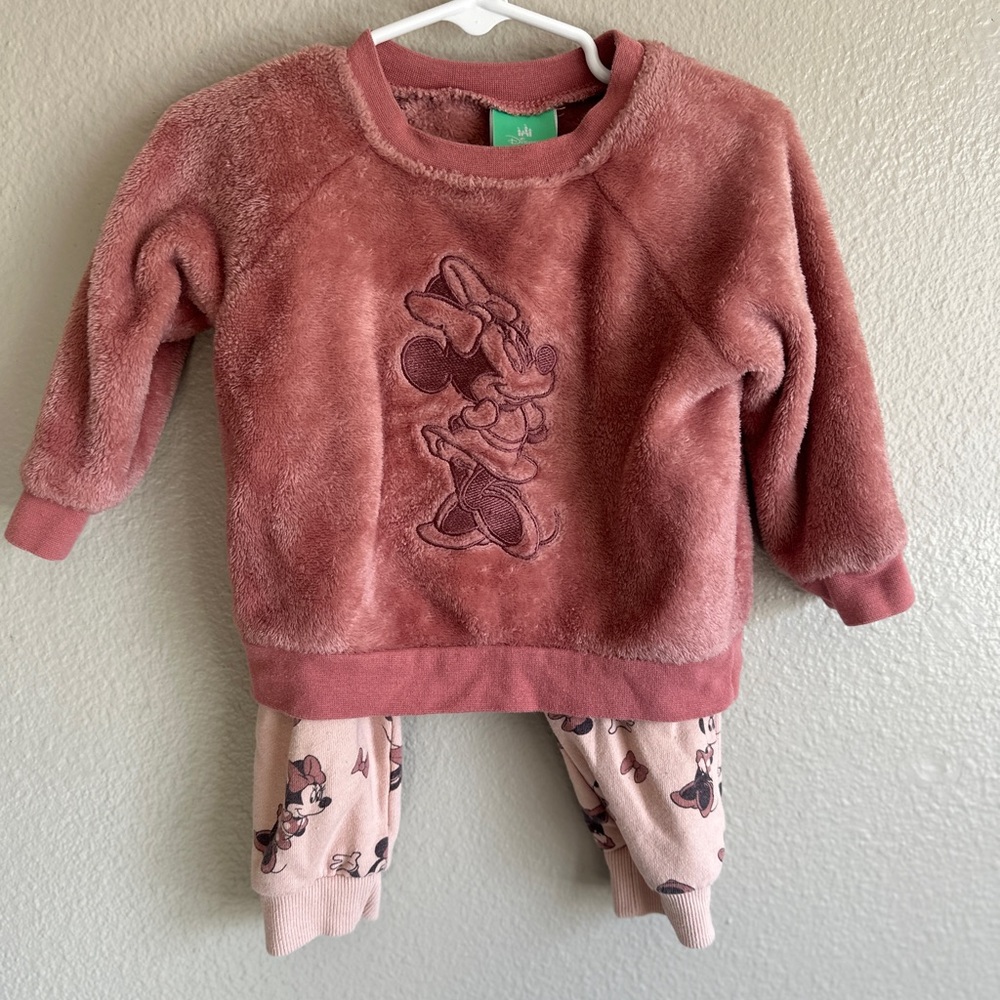 Disney Baby size 12 months baby Minnie Mouse crewneck and pants matching set
